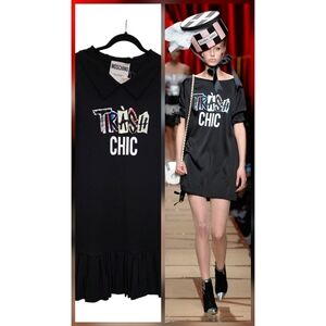 Moschino COUTURE MFW 2017 Black TRASH CHIC Dress US8